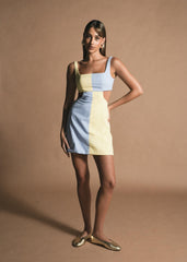 Light blue/Yellow Susana Dress