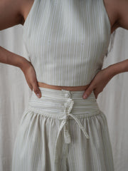 Selena Green Striped Top