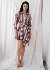 Trevi Brown Striped Dress