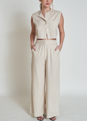 Wide-Leg Sand Pants