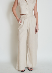 Wide-Leg Sand Pants