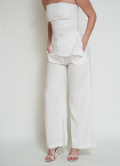 Wide-Leg Ivory Pants