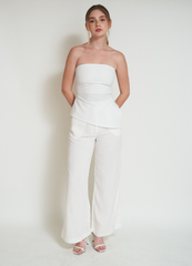 Wide-Leg Ivory Pants